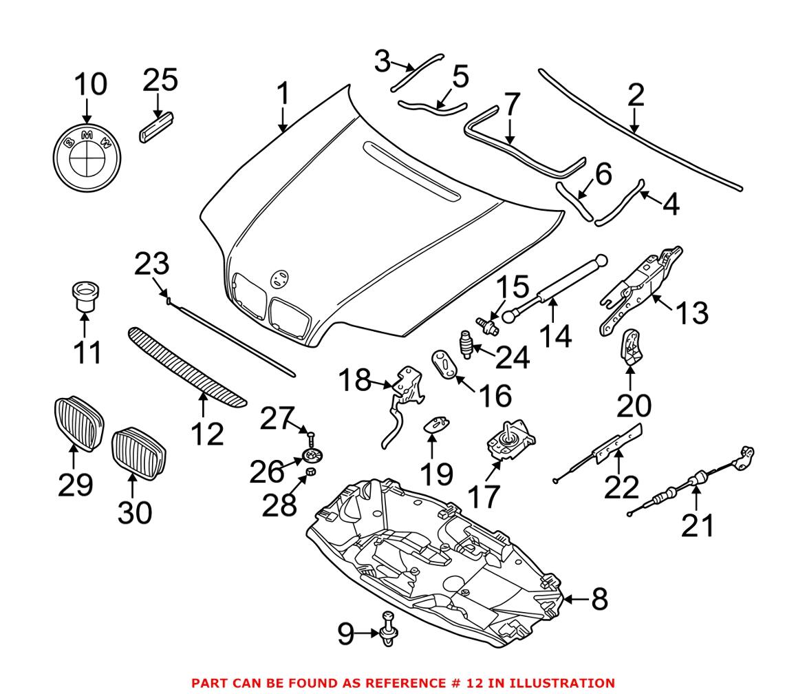 BMW Grille - Rear Upper 51138220766